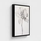 Framed Art Print of a black and white flower on a light gray background