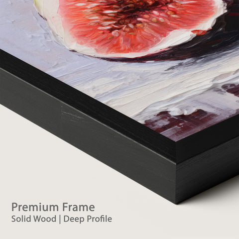 Framed artwork of a fig with a premium onyx wood frame.