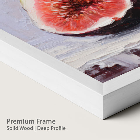 Framed artwork of a fig with a premium chalk wood frame.