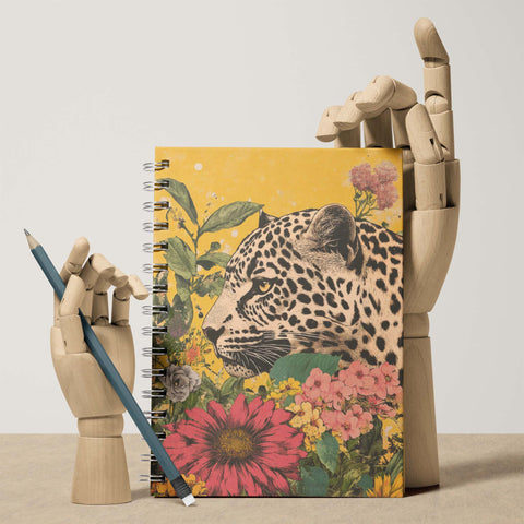 Golden Leopard | Retro Floral Animal Pop Art Notebook