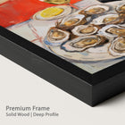 Framed artwork of oysters. onyx wood