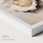Artwork of an oyster placed within a chalk wood frame.