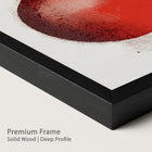 Close-up of a premium onyx wood frame with a red pomegranate illustration.