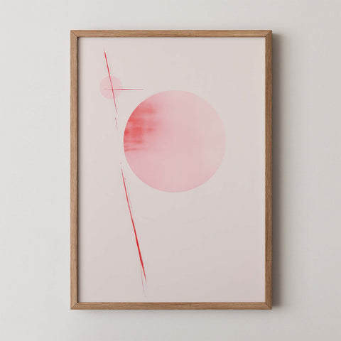 Minimalist wall art print titled Soft Orbit showing soft circular abstract forms in pastel tones.