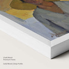 Painting of a figure with a Chalk Wood Premium Frame on a neutral background.