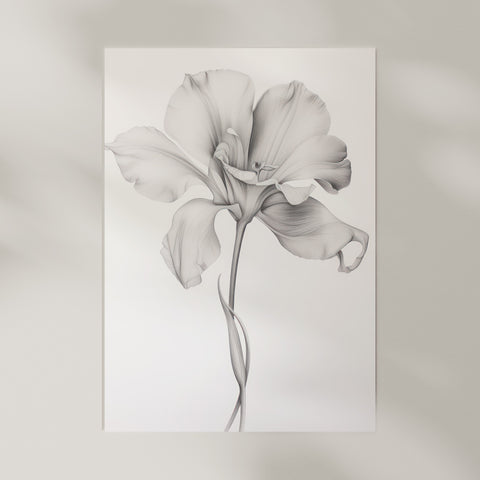 Monochrome flower Art Print artwork. 