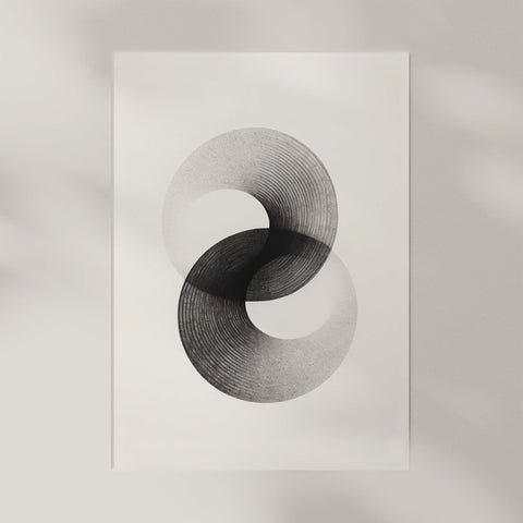 Abstract monochrome art print on a neutral background.
